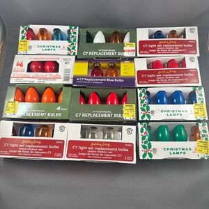 Vintage C7 Christmas Replacement Bulbs multi colored 5 Watt 120 Volt 44 bulbs